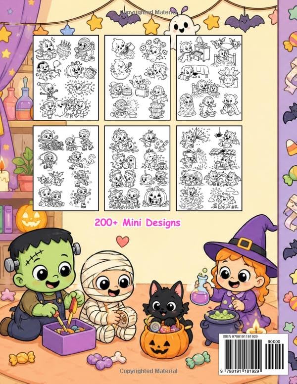 Tiny Spooky Breaks: A Cute and Funny Halloween Coloring Book with 200+ Bite-Sized Mini Designs for Quick Creative Breaks image 3