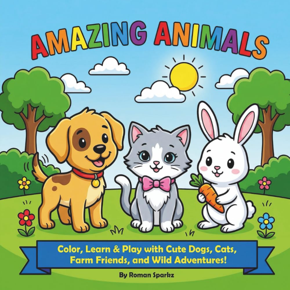 Amazing Animals: Color, Learn & Play With Cute Dogs, Cats, Farm Friends and Wild Adventures!