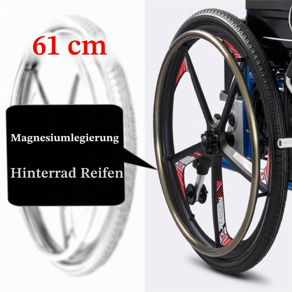 24 Zoll Rollstuhl Hinterrad, Pu Solides Rad Ersatzteile, Magnesium Legierung Radnabe, Power Wheelchair Ersatzreifen