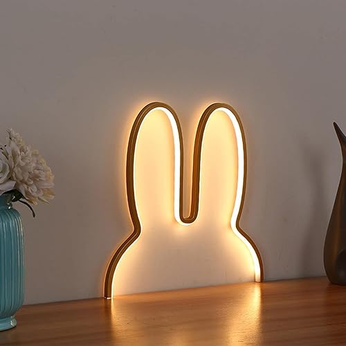 Miniatura 5 de Letreros de neón para decoración de pared, luces de neón de silueta de conejo para dormitorio, letreros LED de conejo para montaje en pared,