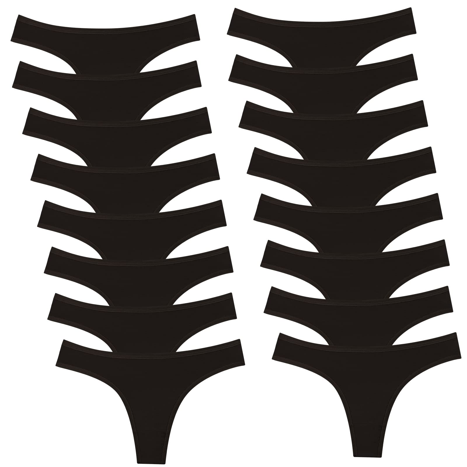 Photo 1 of Sunm Boutique Cotton Thongs for Women, No Show Underwear for Women Pack, Sexy Low Rise Ladies Panties (16 Pack, X-Large, Black)