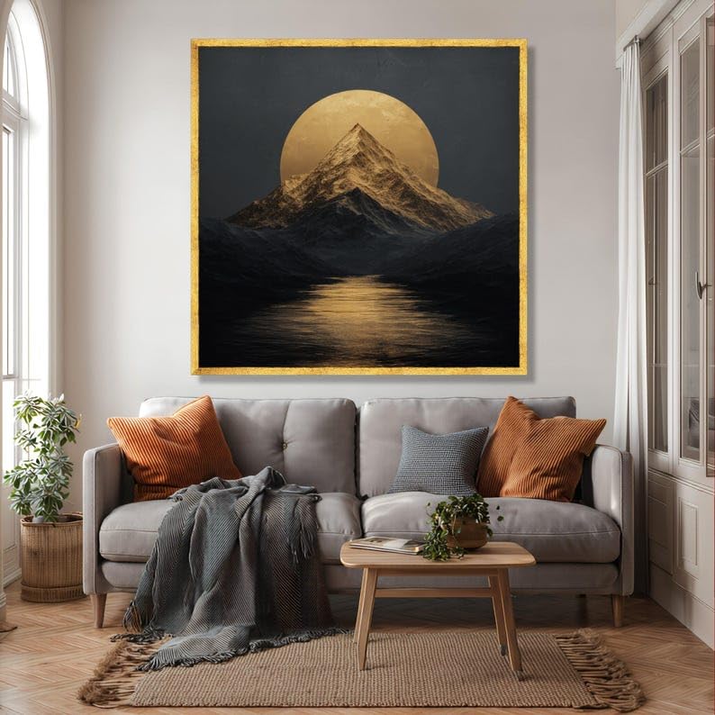 Peinture sur toile Reflet du soleil TONGYINLI cadre intérieur