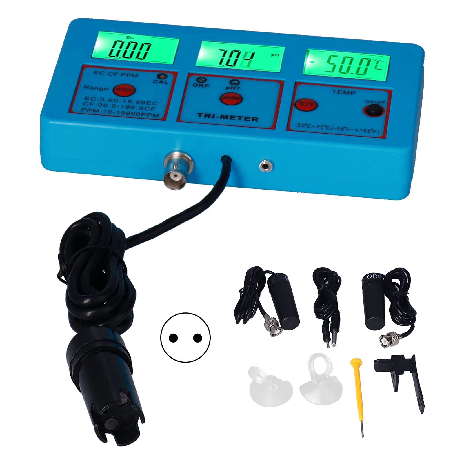 Alvinlite Tester della qualità dell'Acqua, Monitor della qualità dell'Acqua multiparametro Display LCD retroilluminato ORP PH EC TDS CF Temp Tester(EU 220V)