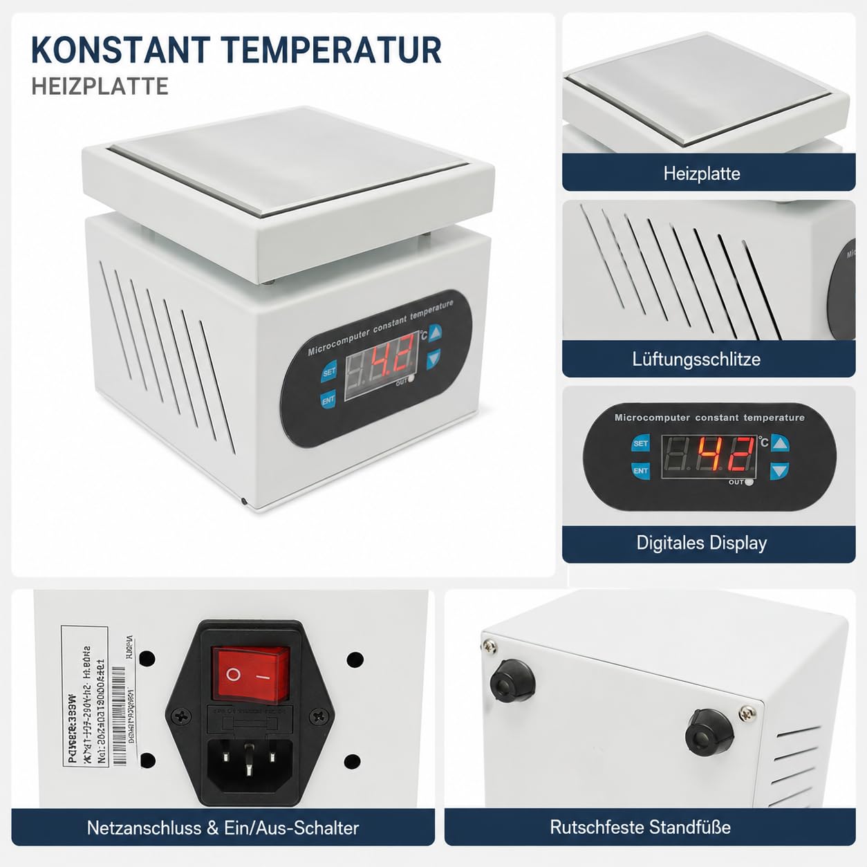 Heizplatte 10x10 cm, Wärmeplatte Heizplatte Handy Reparatur, Untertischgerät, Elektronik Reparatur Labor, Aluminiumlegierung, for Leiterplatten und SMD-Arbeiten