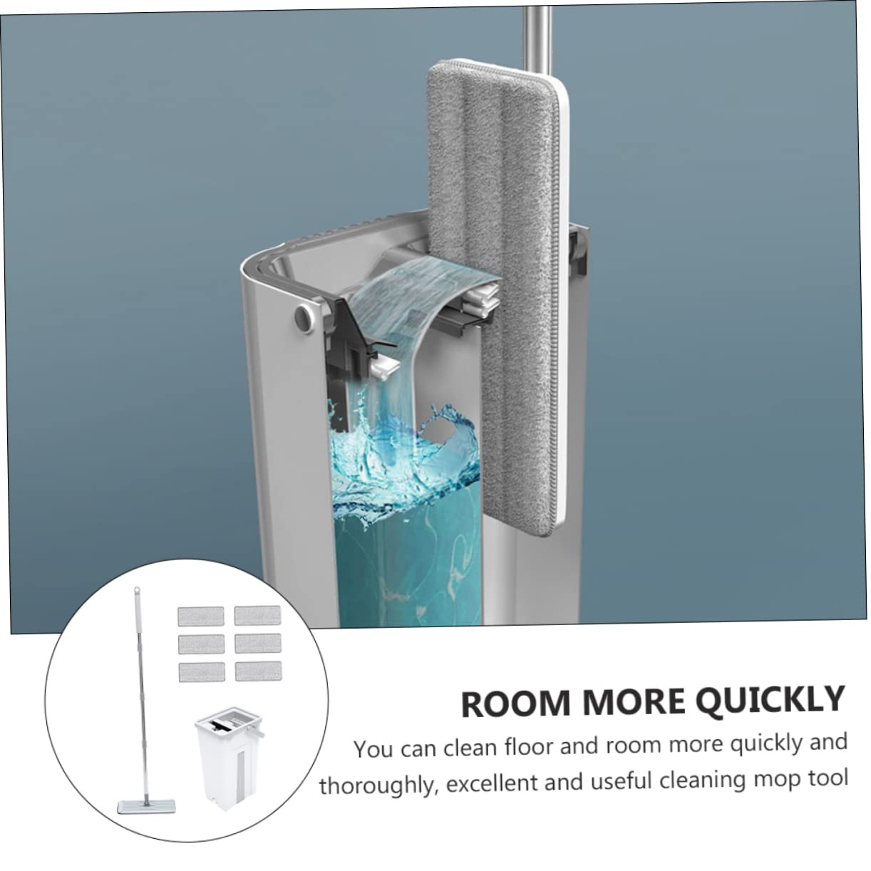 Mop senza Mani per Pavimenti in Microfibra Acciaio Inox