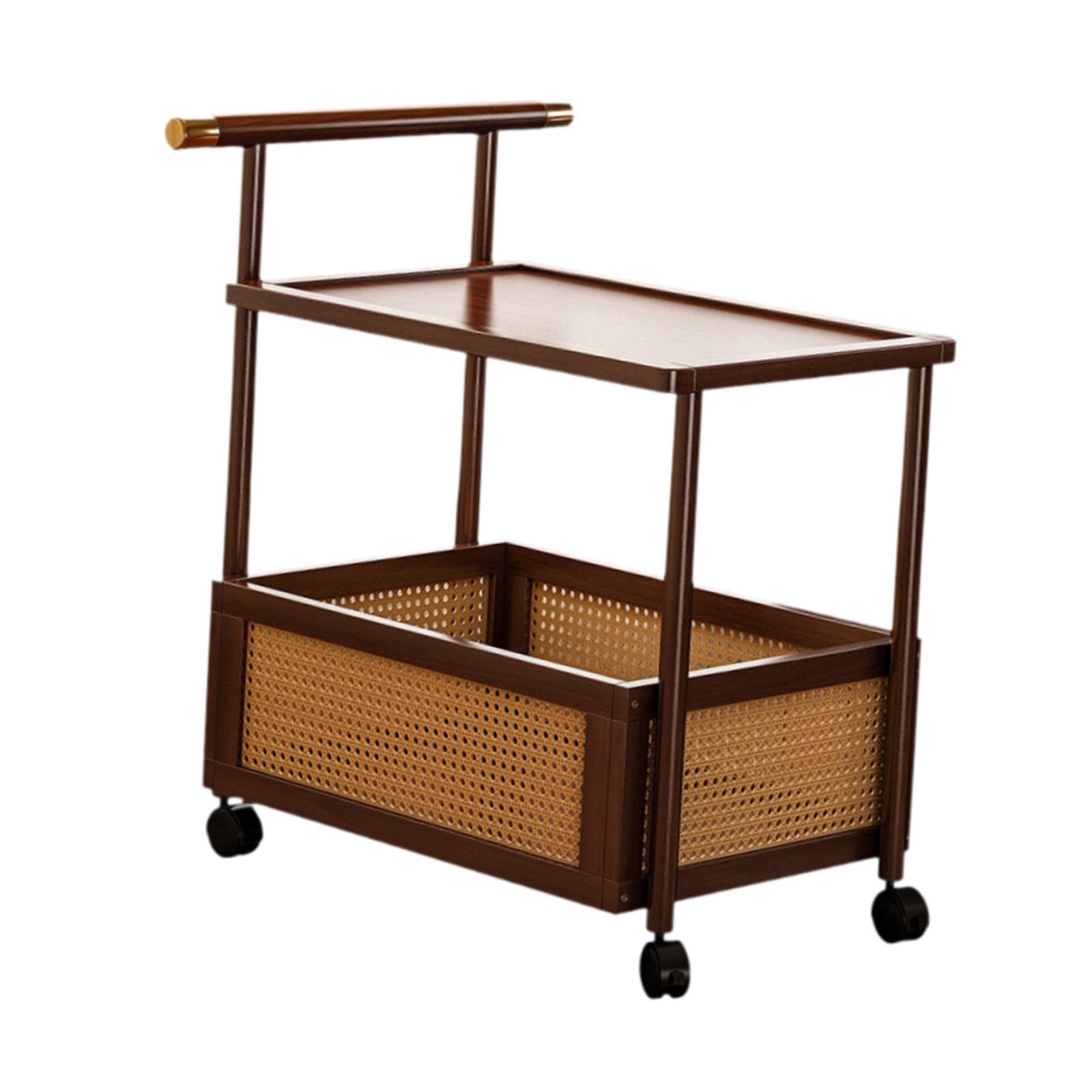 Rolling Utility Cart Storage Organizer Shelf Living Room Bar Sofa Side Table Deep Brown|Home & Garden | Kitchen Dining & Bar | Kitchen Islands/Kitchen Carts| Kitchen Islands/Kitchen Carts-image-49