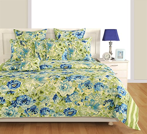 Image of Swayam Pure Cotton King Fitted Bedsheet with 2 Pillow Covers | 160 TC Soft Breathable Bed Sheet | Floral Printed | Size 72 x 78 x 10 inch | Comfortable & Durable for Bedroom - Yellow
