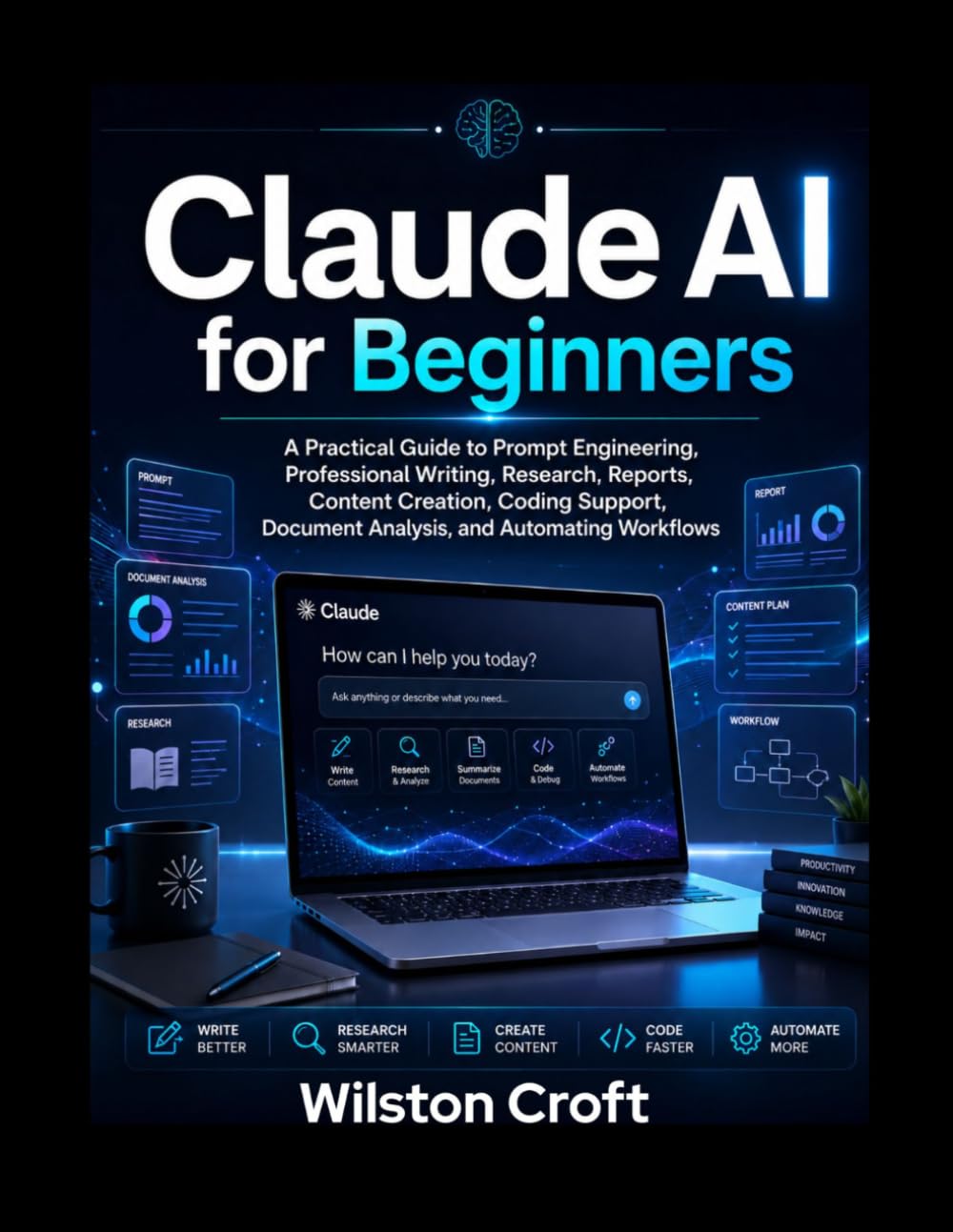 Claude AI for Beginners: A Practical Guide to Prompt Engineering, Professional Writing, Research, Reports, Content Creation, Coding Support, Document Analysis, and Automating Workflows