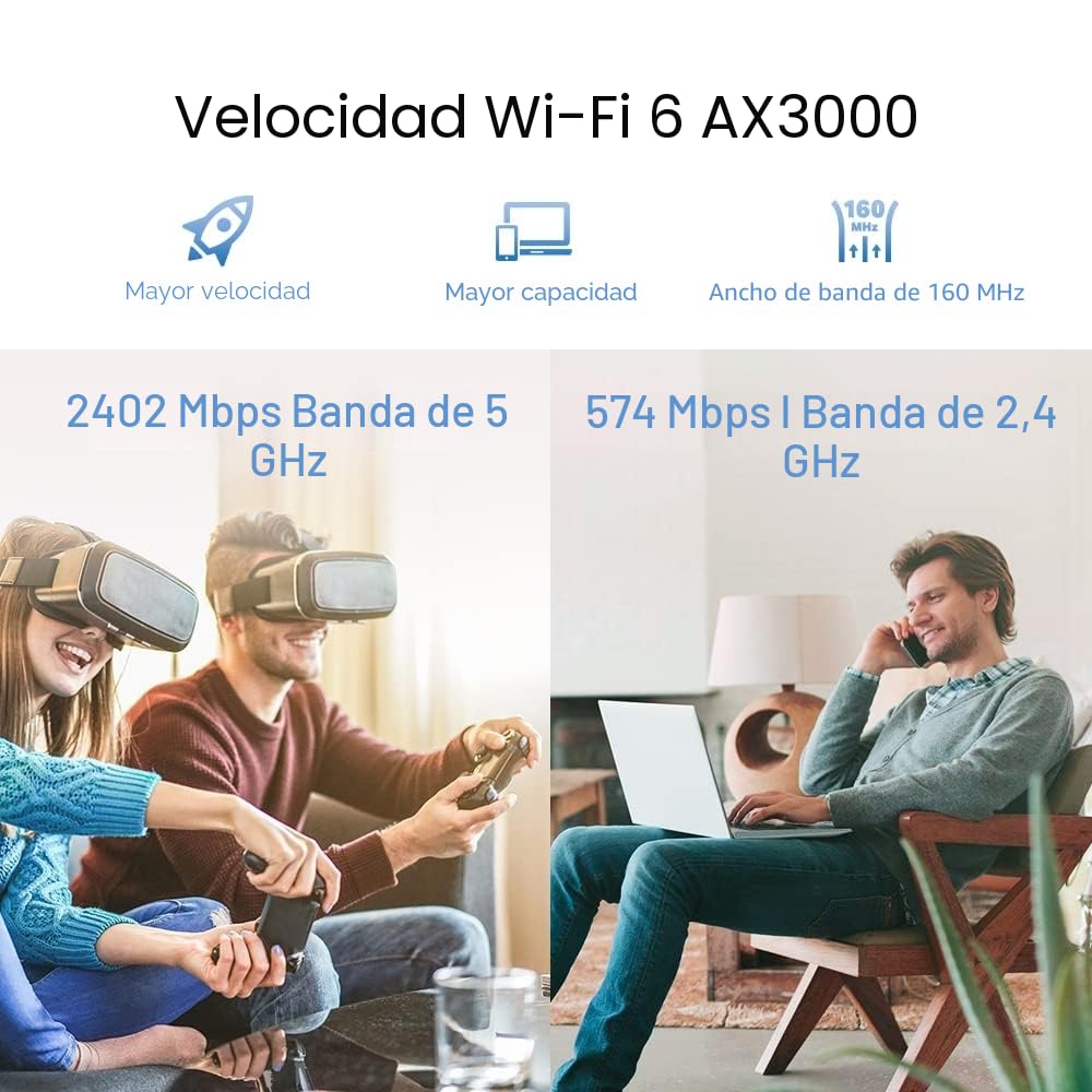 TP-Link RE705X - Repetidor Wi-Fi 6, Dual Band AX3000, Extensor de Cobertura Mesh con EasyMesh, Puerto Gigabit Ethernet y App Tether, Blanco