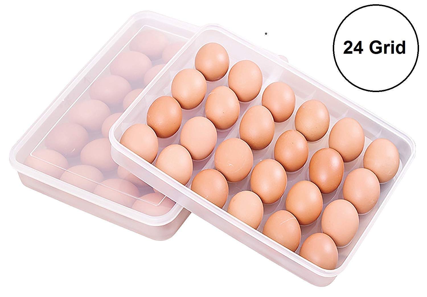 Heavan ABS Plastic Kitchen Refrigerator 24 Grid Egg Container Storage Box/Holder/Case Food Crisper Organizer (Small,Color : Random)