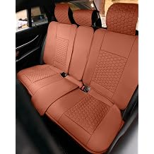 Owleys Seat Covers Set for Tesla Model X Cars - Premium Waterproof Eco Leather - Luxury Finish for SUV, Truck, Sedan - Rear Brown