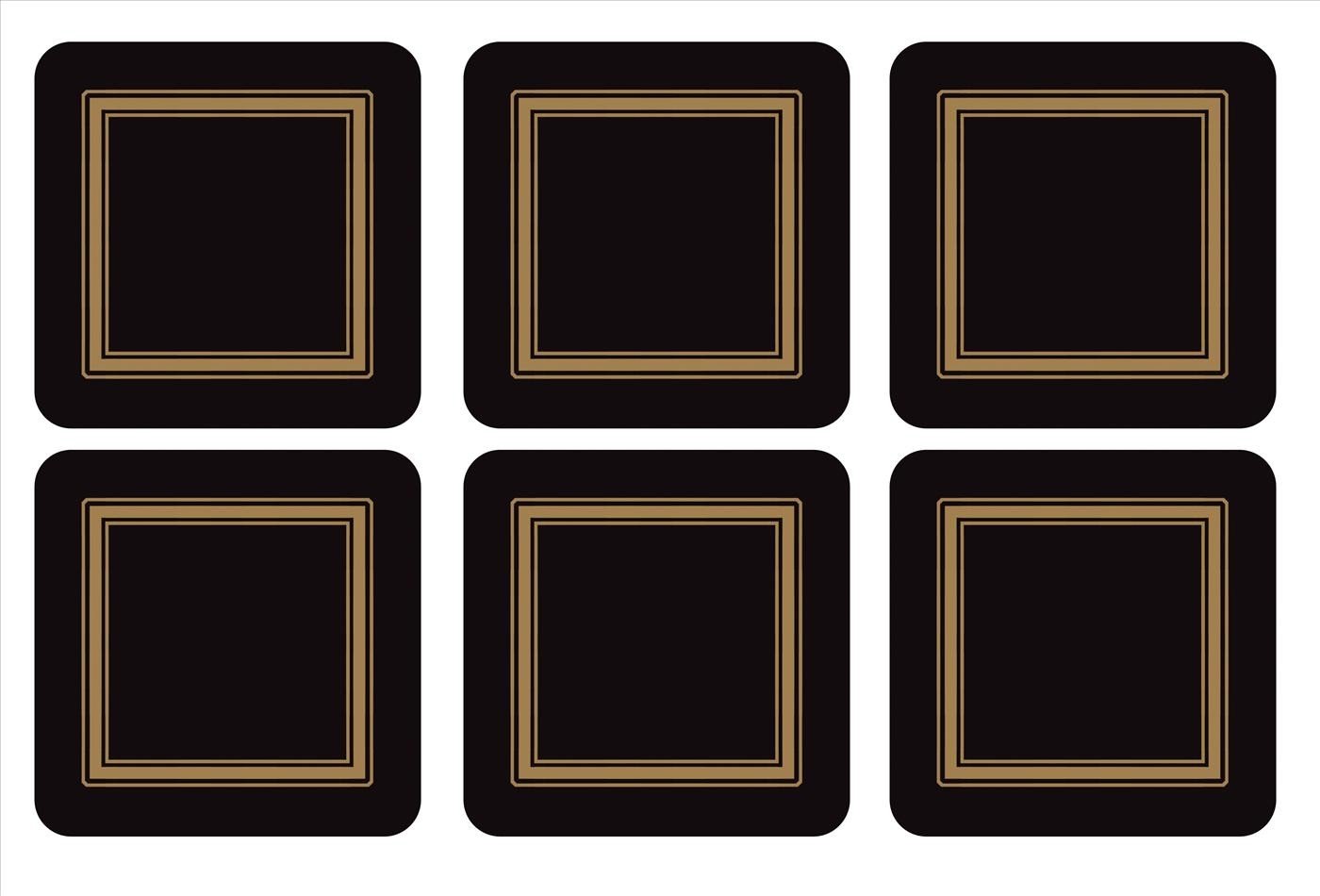 Pimpernel Coasters Black Classic Set of 6 Cork Backed 10x10cm Heat Resistant