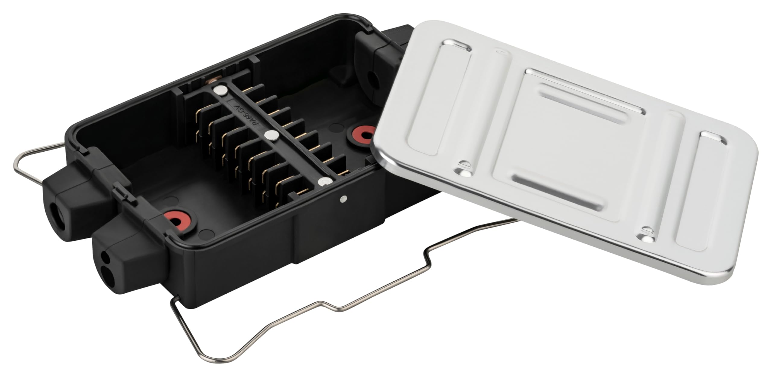 AUTOLIGHT 24 Aluminium/Plastic Splash-proof 8-Pin Junction Box for Trailers, Motorhomes, Caravans, Cars - Water Resistant, Black, Includes Junction Box & Removable Distribution Block