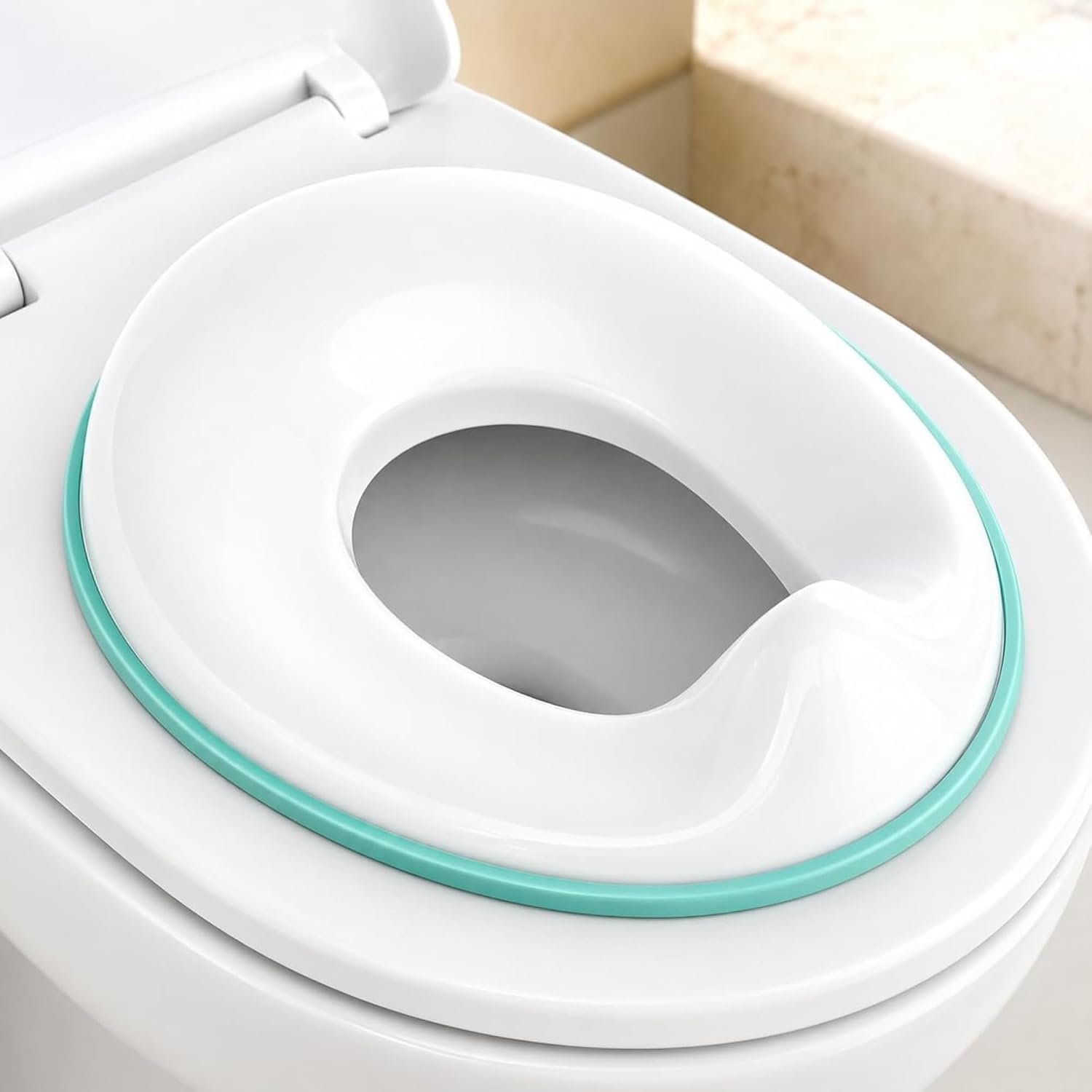 Toddler Potty Training Seat for Kids 2-5 Years | Baby Toilet Seat Cover with Splash Guard | Non-Slip Potty Trainer for Boys & Girls | Fits Most Round & Oval Western Toilet Seats Green-image-38