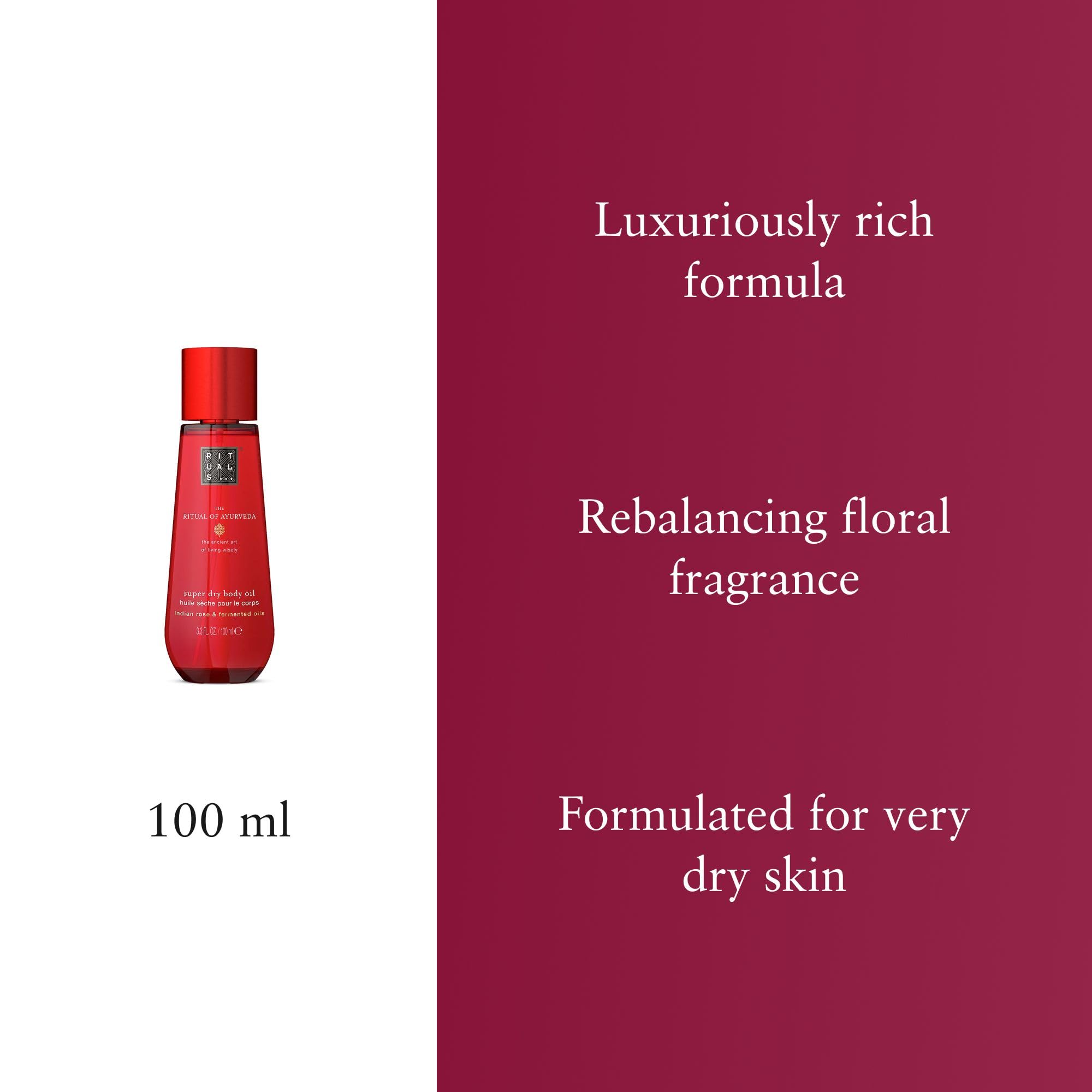 RITUALS The Ritual of Ayurveda Super Huile sèche - Absorption rapide, non grasse - Rose indienne et amande douce - Pour corps et cheveux - Parfum équilibrant - 100 ml