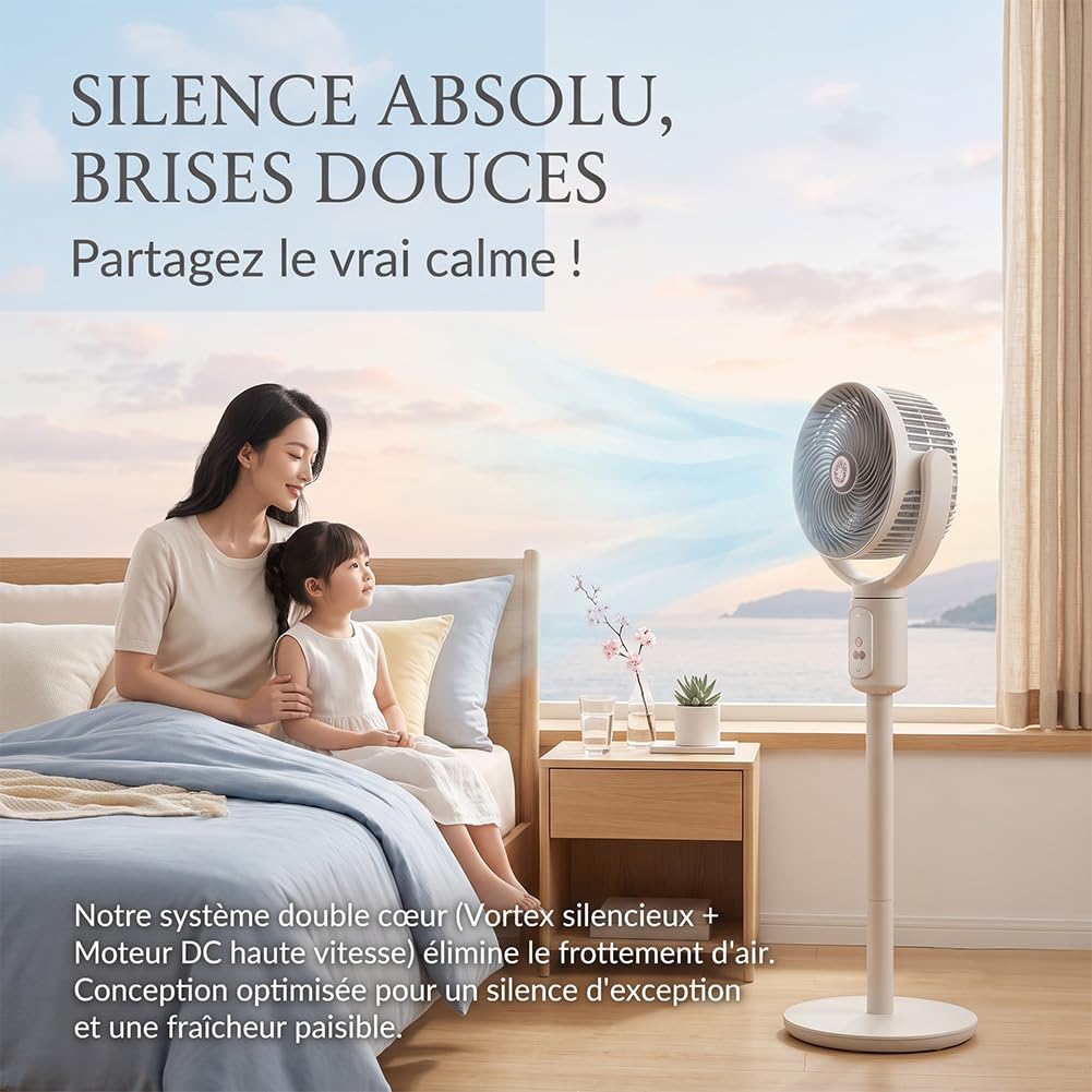 Générique Colonne Ventilateur Sur Pied Oscillant avec Boîte d'Aromathérapie, 5 Vitesses avec Minuterie et Télécommande, Hauteur Réglable Silencieux pour Bureau, Chambre, Salon