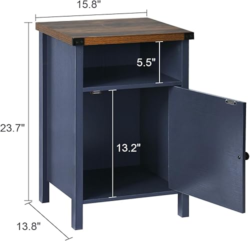 Miniatura 5 de Catrimown Mesa auxiliar de granja, mesita de noche, mesa auxiliar, juego de 2, mesas auxiliares grises lavadas, juego de sala de estar, mesita de