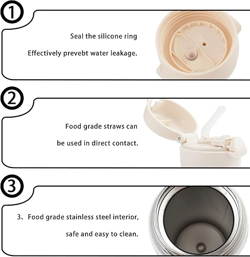 Miniatura 4 de Jack and Sally - Botella de agua reutilizable con popote y cierre de tapa, 16.9 fl oz, acero inoxidable, agua caliente o fría para viajes deportivos