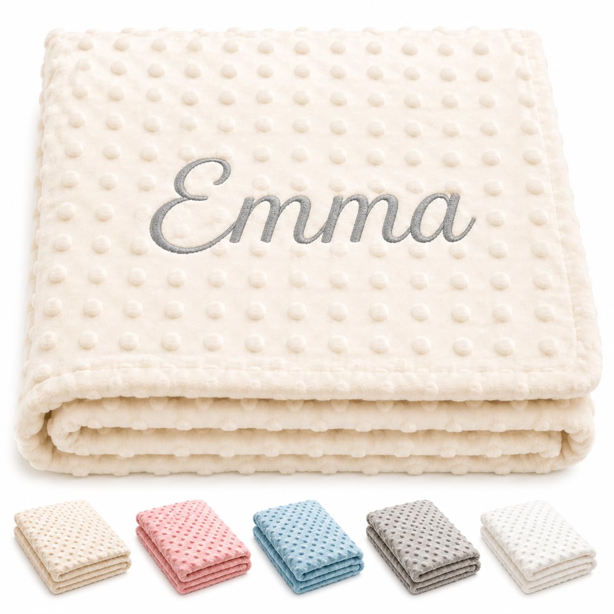 mibebestore Manta Bebe Personalizada Nombre Bordado Terciopelo Suave 80x110 para Cuna Cochecito Capazo Multiusos Facil Lavado Regalo Baby Shower Bautizo Recien Nacido Abrigo Fabricado en España