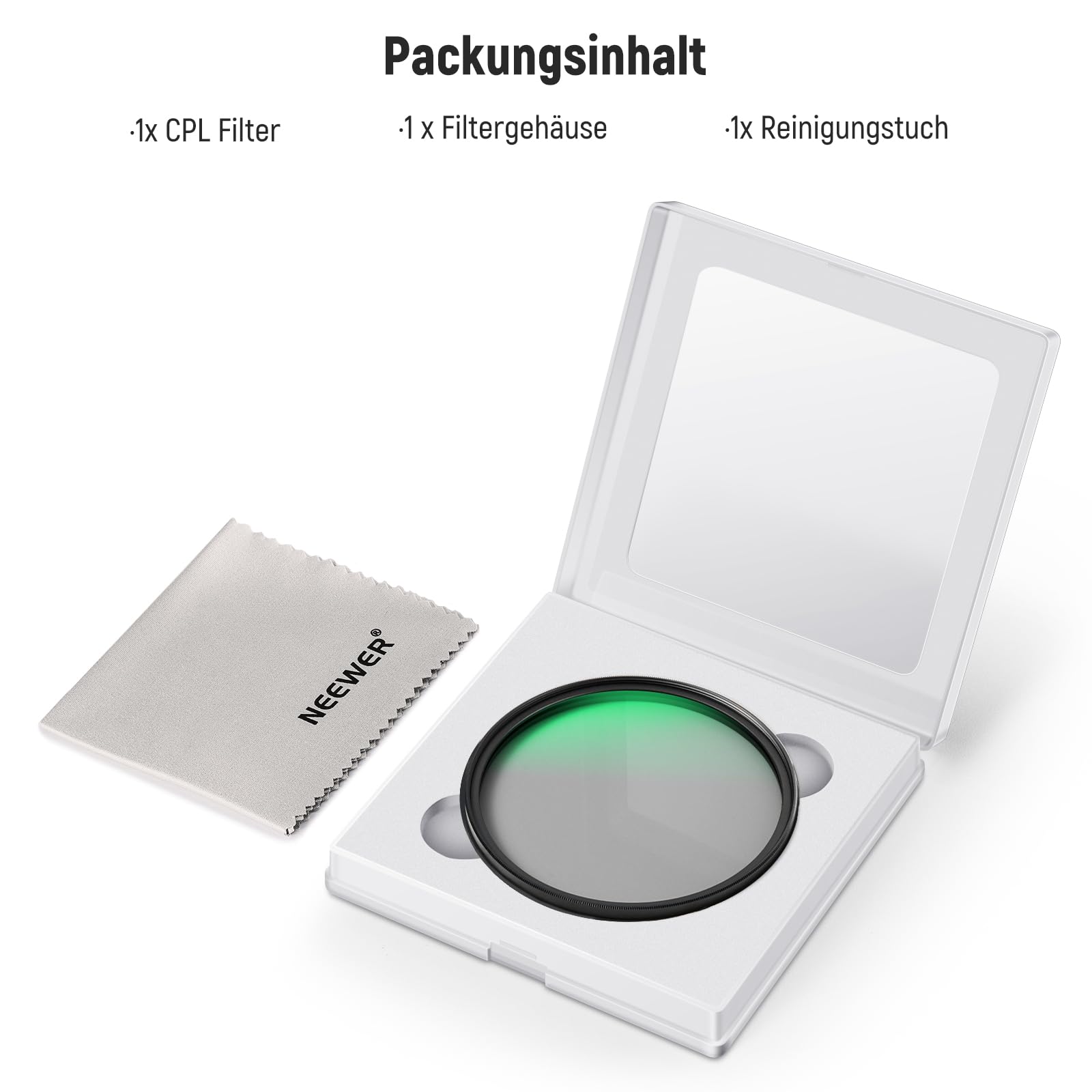 NEEWER 62mm Polfilter 24 Schichten Multi Resistant Nano MC CPL Zirkular Polarisationsfilter mit HD Glas/Ultra Slim für Kameraobjektive, Reflexion reduzieren/Kontrast verbessern/Blendung reduzieren
