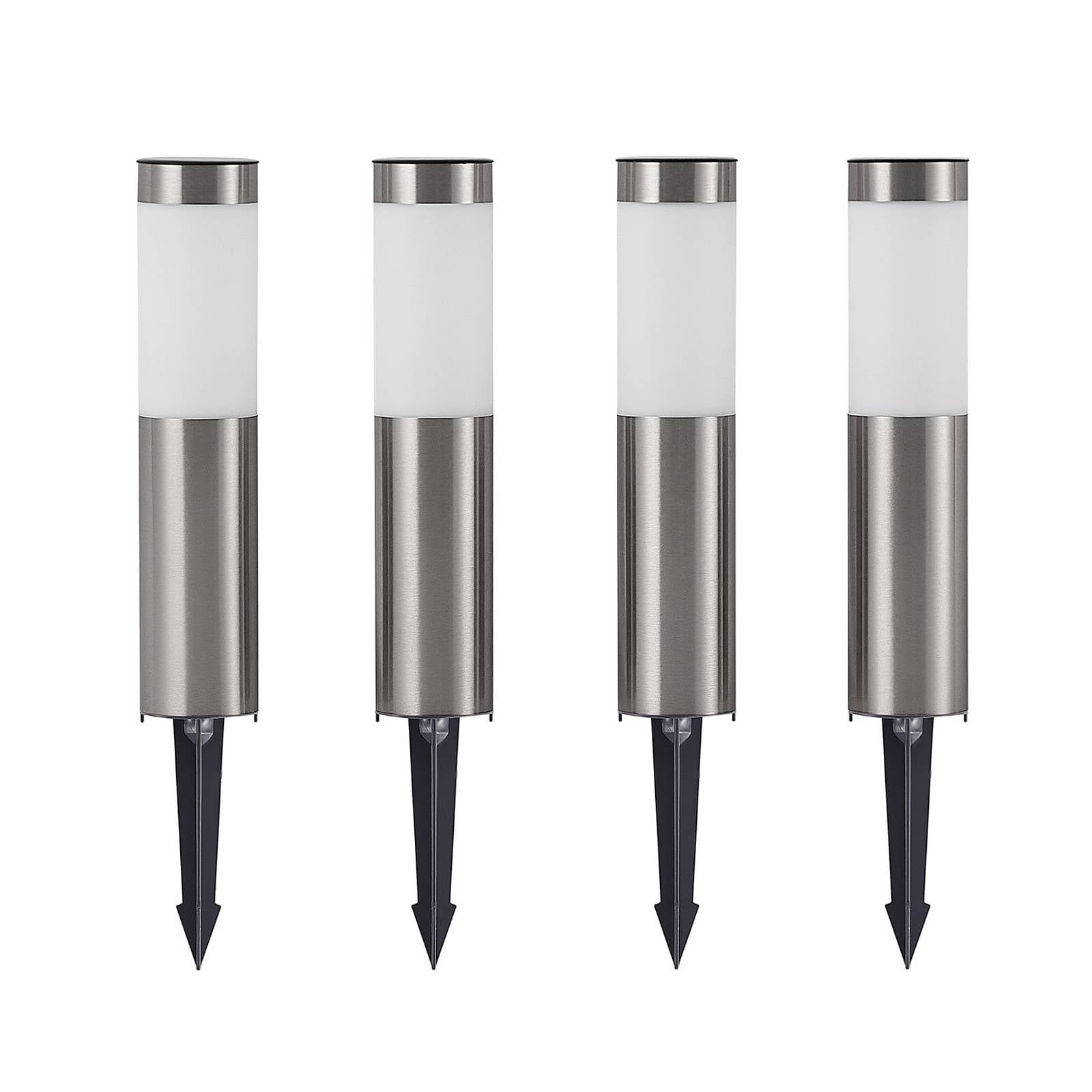Lindby Led Solar Pedestal Lamp, Set Of 4, With 31 Cm Ground Spike, Ip44