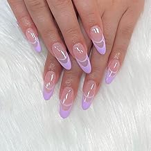 KLOSS BEAUTY Lilac Lust press on nails Artificial Nails, Reusable Fake Nails, Set of 22 false nails Universally sized nail extensions for women Press- On nails, Longlasting fake nails with Glue (Glossy) Easy to use