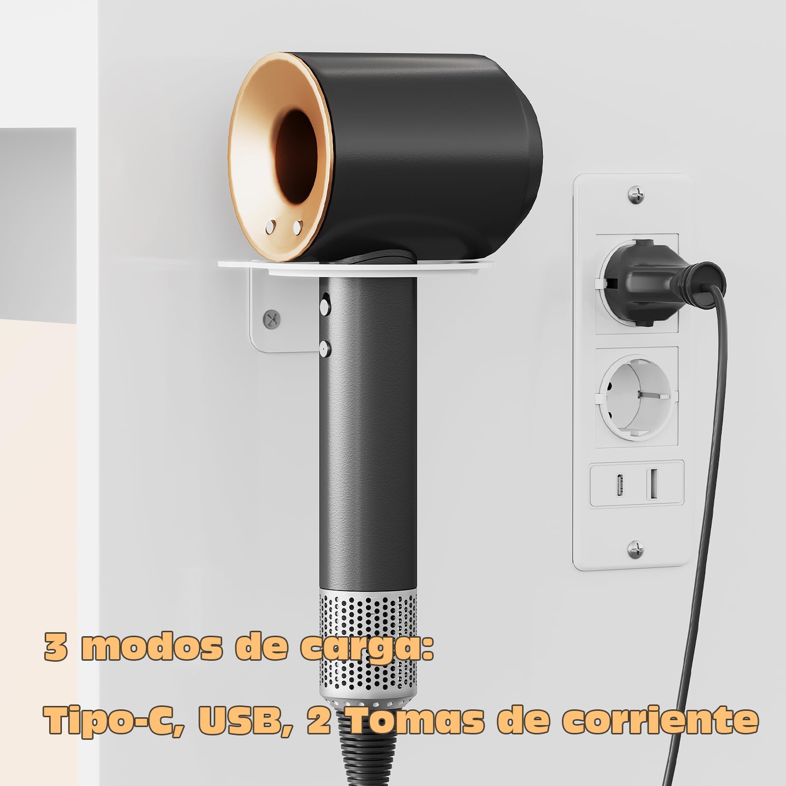 TRIUMPHKEY Tocador de Esquina con Espejo, Mesa de Maquillaje con Luces LED Brillo Ajustable con Enchufes, Soporte para Secador, 5 Cajones, Estante Abierto, Armario Lateral, Moderno, Blanco