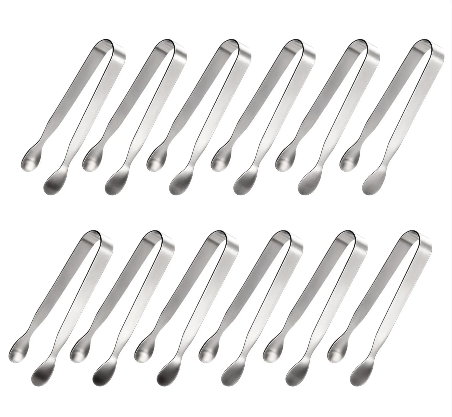 Ice Tongs Sugar Cubes Tongs - 12 Pack Stainless Steel Small Serving Tongs for Appetizers Coffee Tea Party
