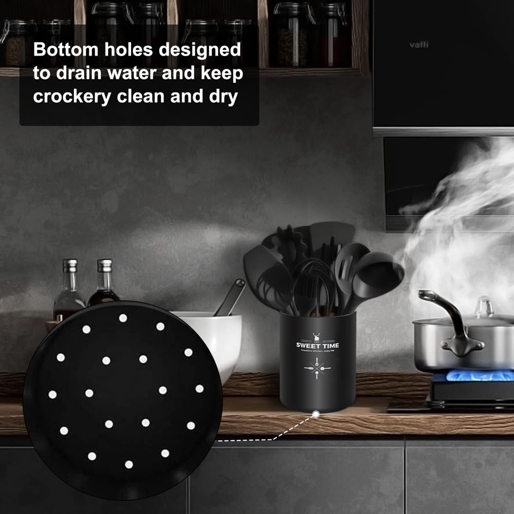 Großer Keramik-Küchenhalter Schwarz - Aufbewahrung Für Kochutensilien & Essstäbchen