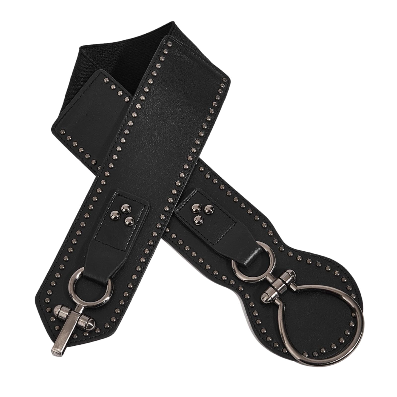Maxtonser Oversized Buckle Waist Chain Buckle Punk Elastic Chain Belt for Women Proms Club Party for Jeans Dresses Studded