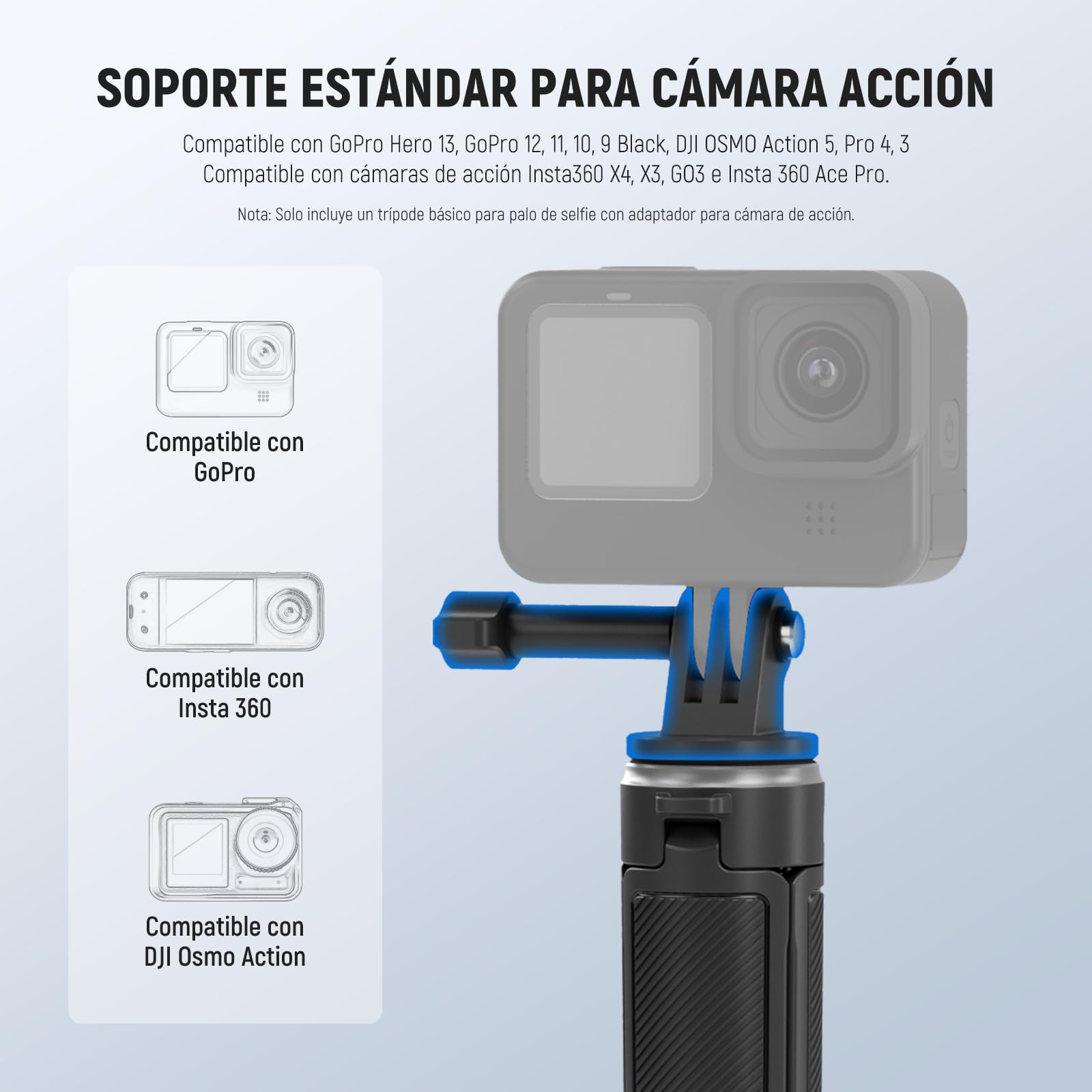 NEEWER BÁSICO Trípode Palo Selfie para DSLR Cámara Acción Webcam, Minisoporte Escritorio Videoblogs, Compatible con GoPro Hero 13, 12, Insta360, dji Osmo Action 5 Pro, AKASO, EK7000, Brave 4 7, TP46