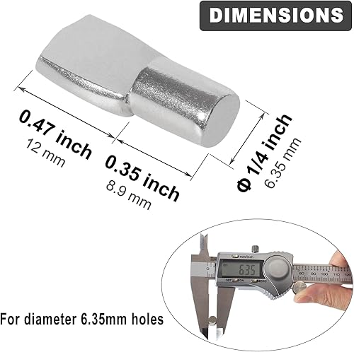 Miniatura 2 de Keenkee Juego de 20 clavijas de estante de 14 pulgadas de diámetro para estantes de gabinete, soporte de clips de soporte, forma de cuchara, níquel,
