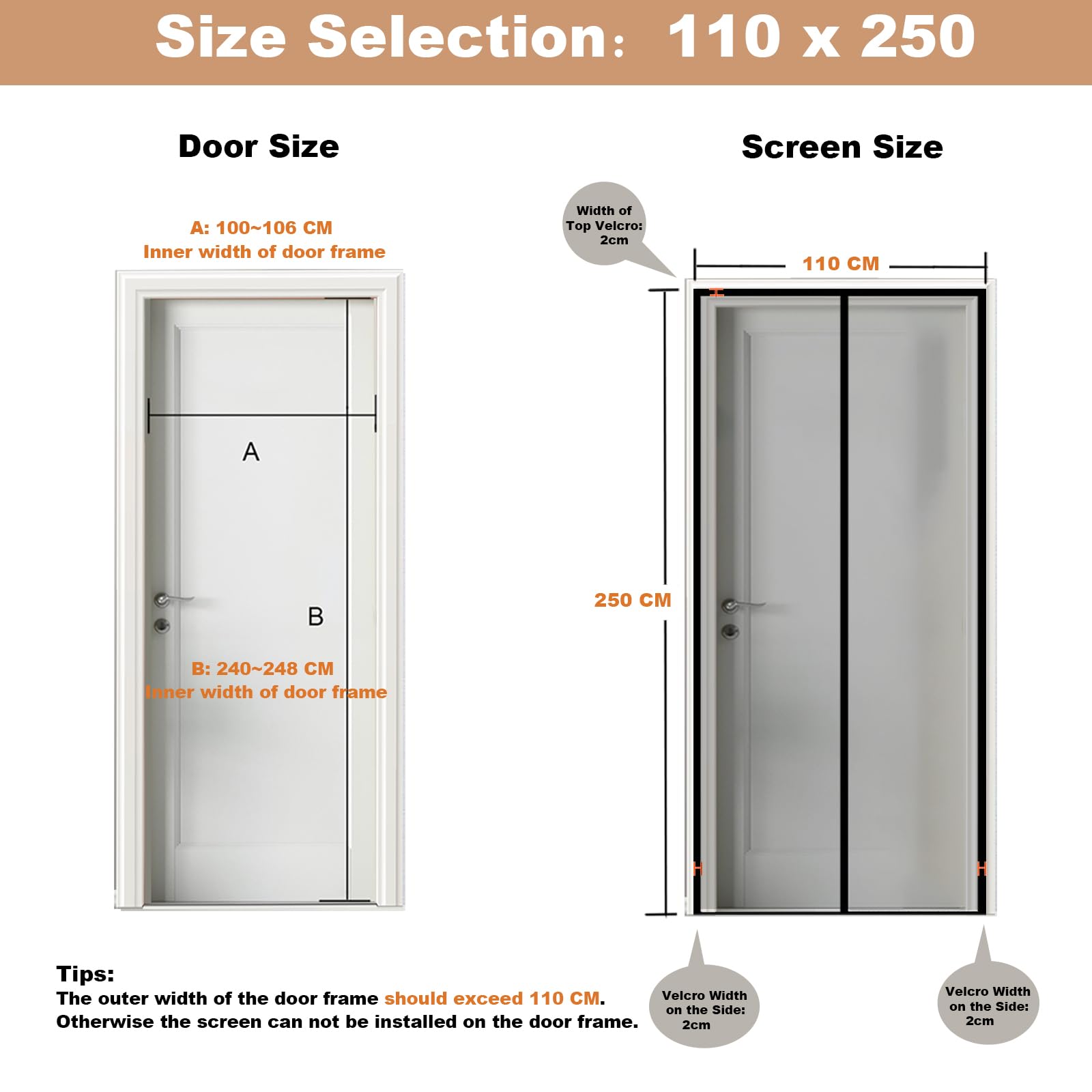 Zanzariera magnetica per porta, 110 x 250 cm, zanzariera per porta del balcone, non è necessario praticare fori, adatta per porte finestre, porte di balconi e terrazze, nero.