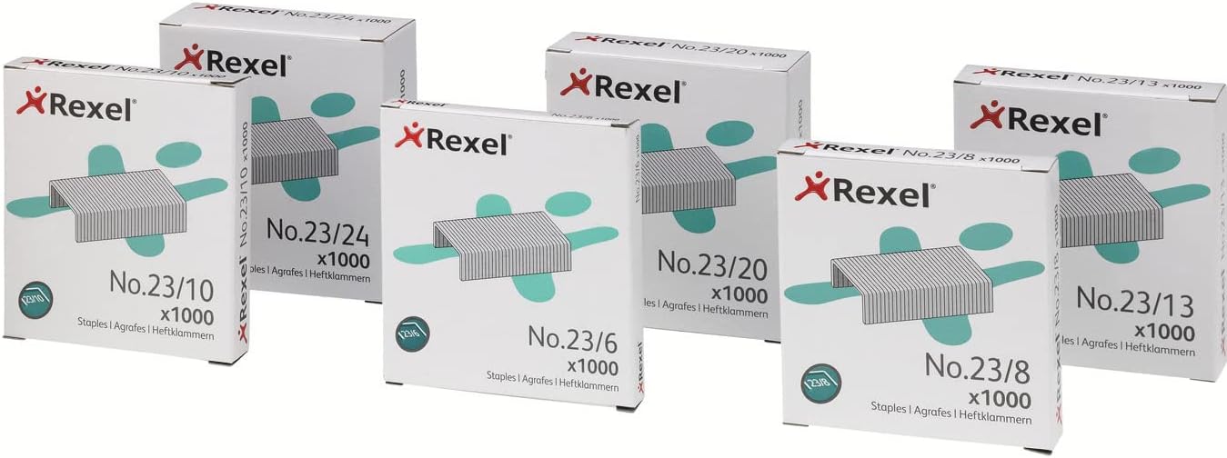 Rexel No.23/8 mm Heavy Duty Staples, For Stapling up to 40 Sheets, Use with Heavy Duty Staplers, Box of 1000, 2101054