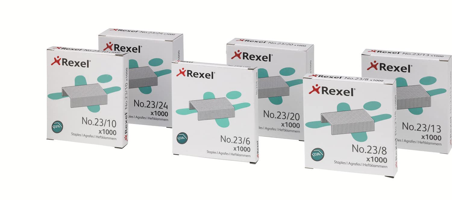 Rexel No.23/6 mm Heavy Duty Staples, for Stapling up to 20 Sheets, Use with Heavy Duty Staplers, Box of 1000, 2101211