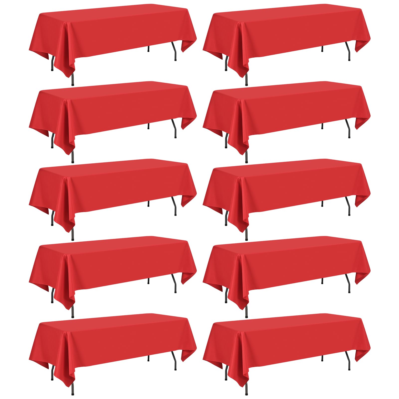 Nappes rouges anti-taches et anti-plis en polyester lavable pour mariages - Lot de 10