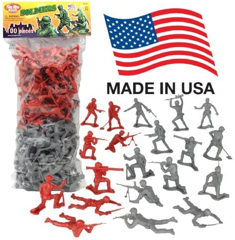 TimMee PLASTIC ARMY MEN: Gray vs Red 100pc Soldier Figures - Made in USA by Tim Mee