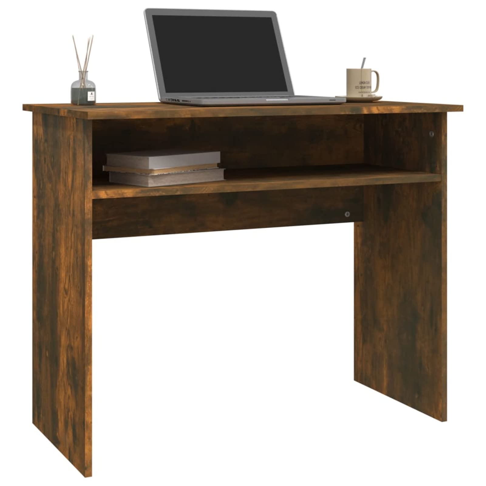 Homgoday Scrivania da ufficio per computer, piccolo tavolo da lavoro per bambini, con spazio di archiviazione, per camera da letto, soggiorno, studio, incenso, 90 x 50 x 74 cm, materiale in legno