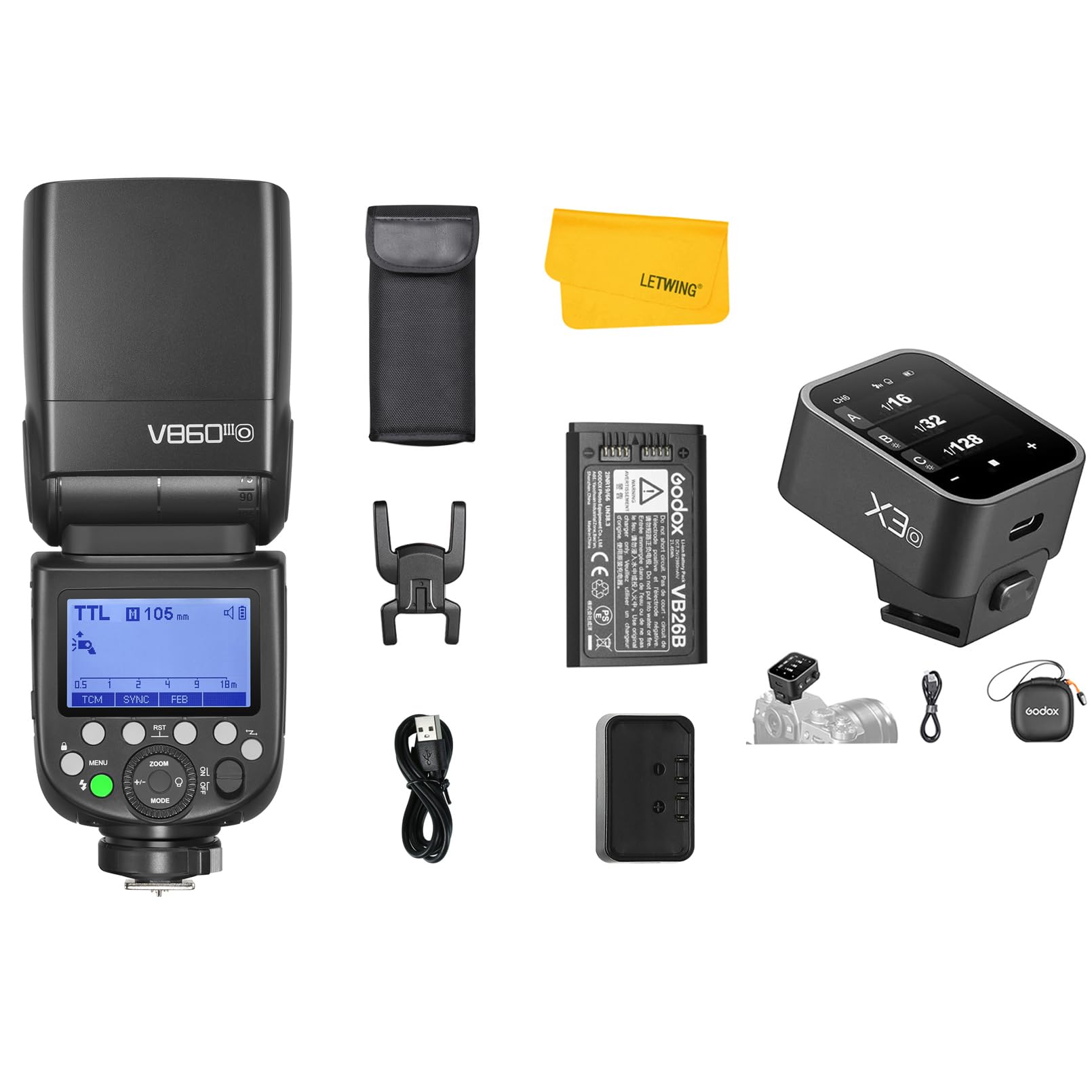 Godox V860III-O Flash for Olympus, 2.4G 1/8000s HSS Camera Flash Speedlite, with Godox X3O TTL Wireless Flash Trigger,7.2V/2600mAh Li-ion Battery, 10 Levels LED Modeling Light