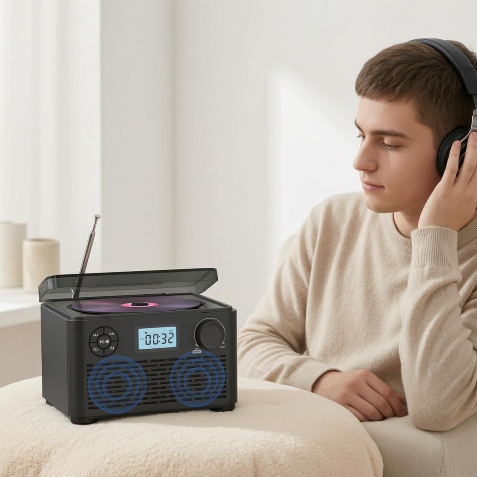 Portatile Boombox Lettore Musicale Stereo Sistema Con Ingresso Usb Tf Lettore di Schede Radio Tuner Jack Cuffia Da Tavolo Design Housing adatto per scaffali controsoffitti dormitori