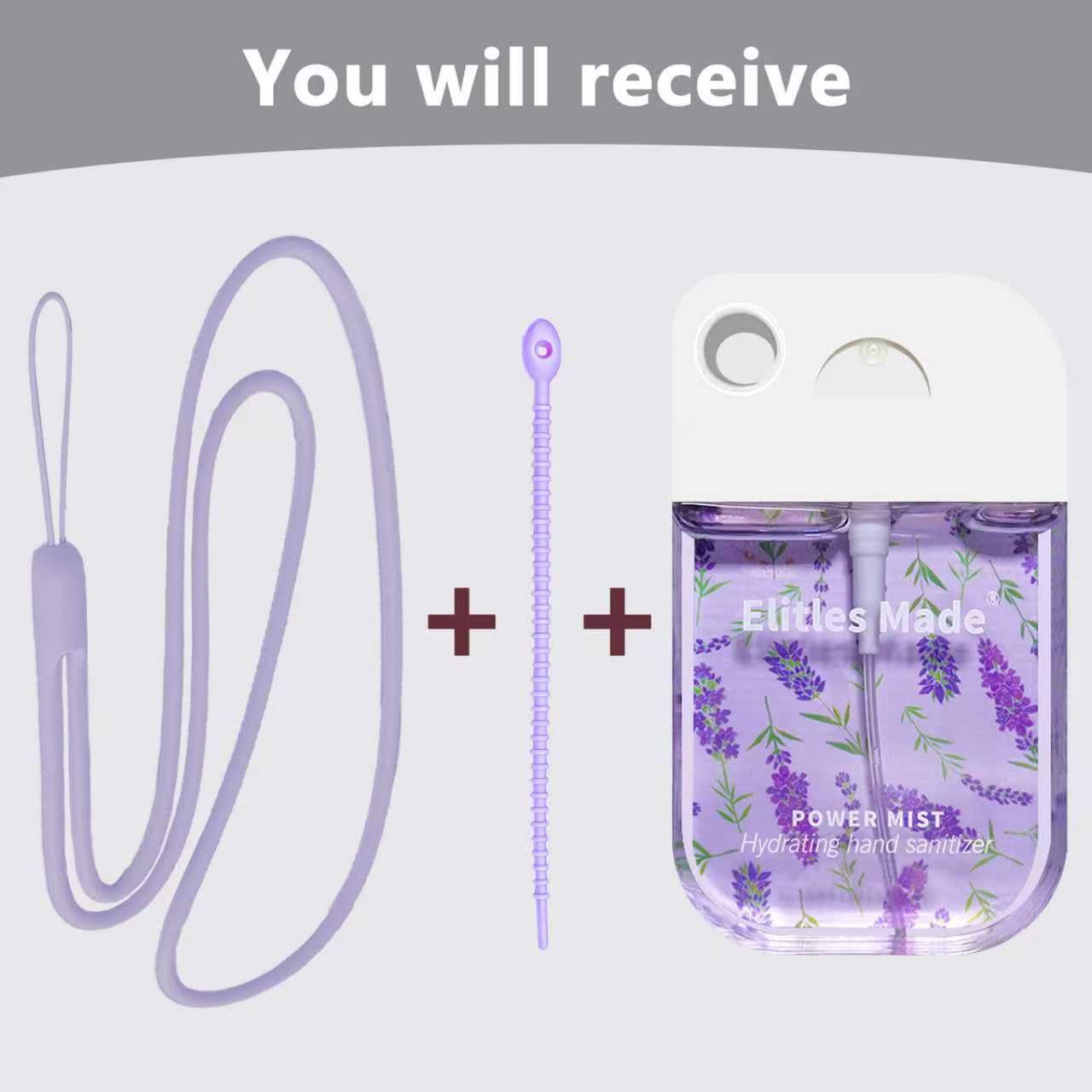 Hand Sanitizer Spray, 50ML Spray Hand Sanitizer Travel Size With Cute Keychain Lanyard, Scented Pocket Power Mist Hydrating Women Teen Girl Gifts, 1.7FL.OZ (Lavender) - Image 3