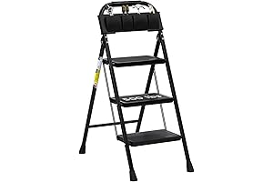 EFFIELER Folding 3-Step Stool with Wide Anti-Slip Pedal and 500 lbs Capacity