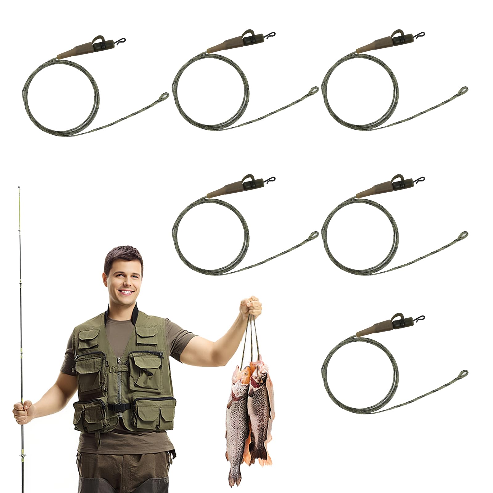 6 Pieces Carp Fishing Center Line Clip – 65 cm, 45 LB, Clip para Accesorios de Carpa y Pesca de Carpa, Accesorio de Pesca para de Carpas