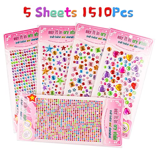 Gem Stickers, 1510pcs Rhinestone Stickers for Crafts, Self Adhesive Jewel Stickers, Acrylic Bling Gems Jewels Stickers for Crafts, Stick on Gems for DIY, Crafts, Craft Supplies for Kids2