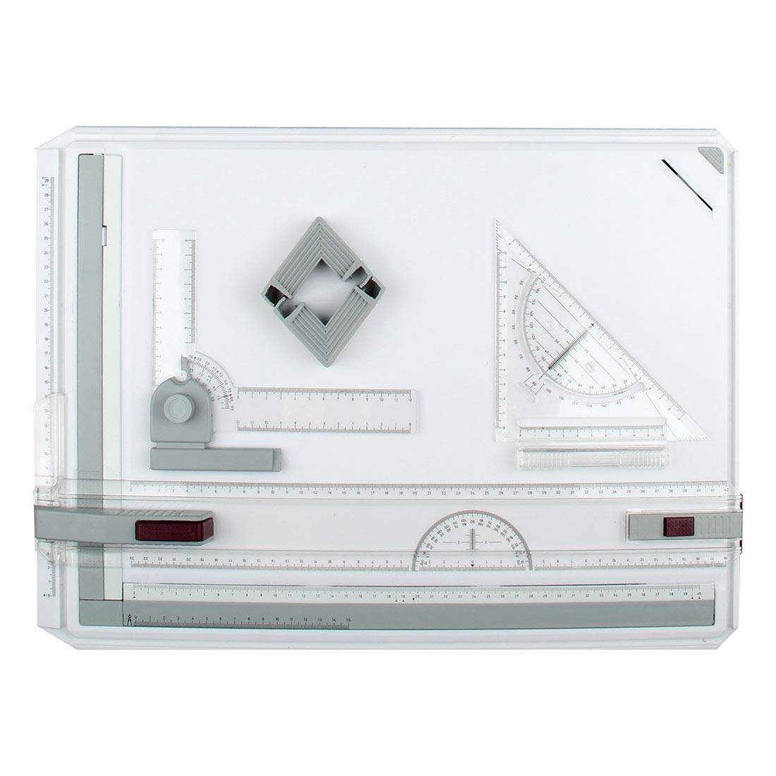 A3 Drawing Board, Adjustable Angle Drafting Table with Protractor, Paper Locator, Sliding Ruler, Anti-Slip Support Legs, 51X37CM
