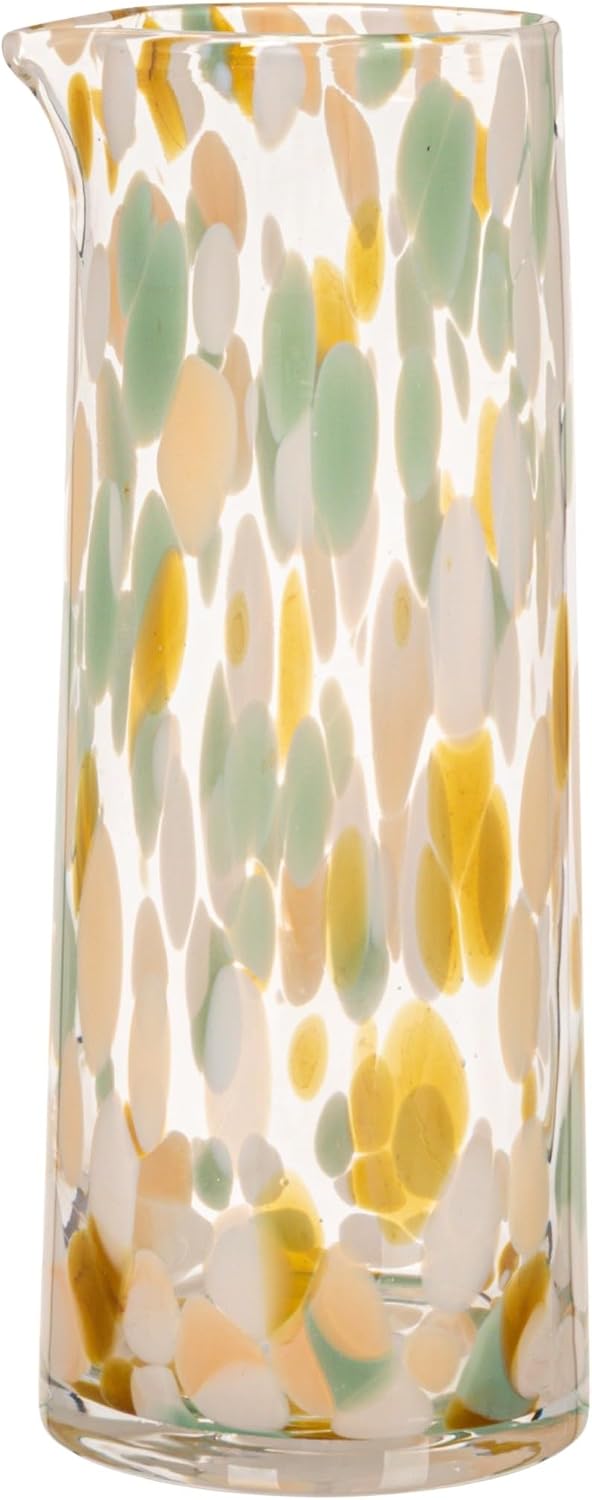 Creative Co-Op 42-Ounce Round Confetti Glass Handleless Pitcher, Multicolor