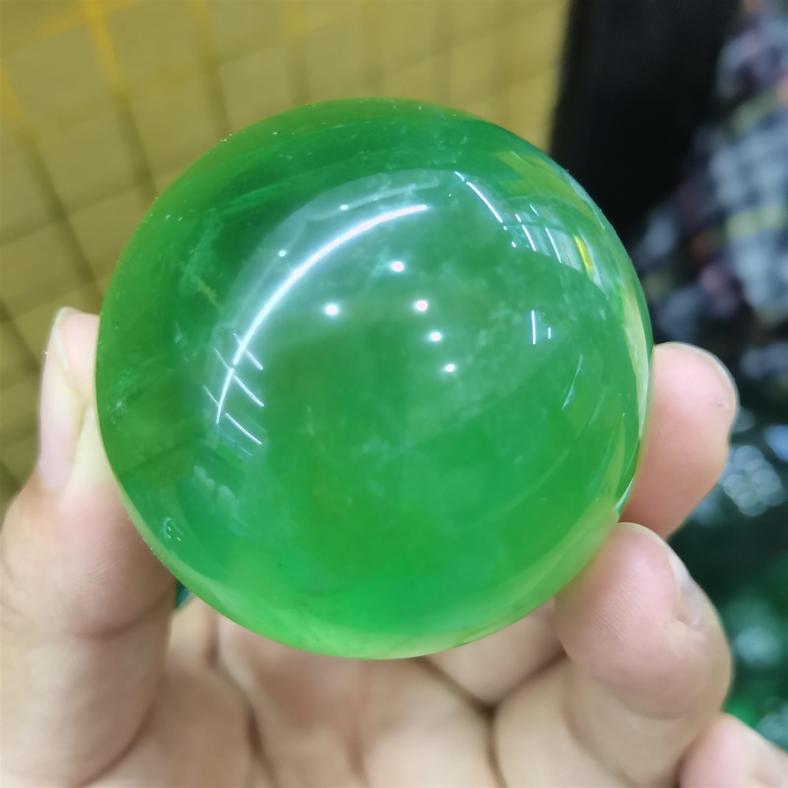 AARTERZZA Stone Green Fluorite Crystal Ball Ornament Home Office Desktop Ornament(51-60mm)