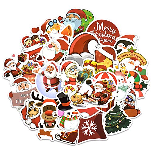 Preisvergleich Produktbild Waldd Aufkleber für Weihnachten, wasserfest, Vinyl, Skateboard-Aufkleber, Laptop, Geschenkkarte, Aufkleber für Wasserflasche, Weihnachtsdekoration, 25 Stück Mehrfarbig Mehrfarbig