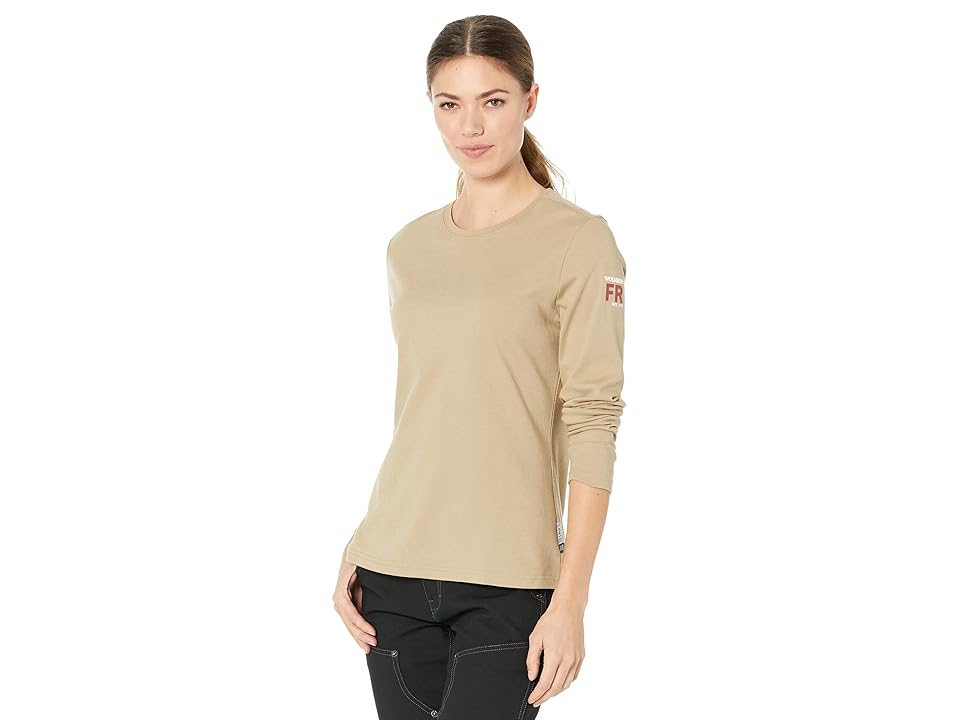 Wolverine Fire Resistant Long Sleeve Tee Shirt (Khaki) Women's Clothing INTERNATIONAL SHIPPING