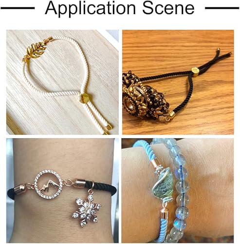 Miniatura 6 de 10 pulseras de nailon trenzado para hacer pulseras deslizantes ajustables con hallazgos de latón dorado para hacer joyas, accesorios de 9 pulgadas